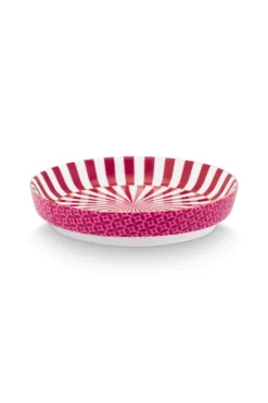 Pip Studio Teetassen|Porzellan Sets|Royal Stripes Tasse Blumen & Teebeutelablage Dunkel Rosa