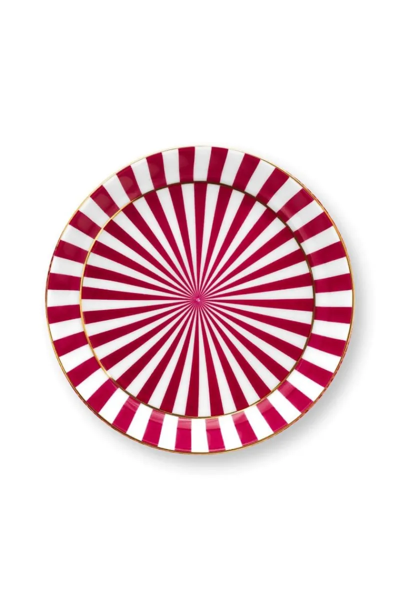 Pip Studio Teetassen|Porzellan Sets|Royal Stripes Tasse Blumen & Teebeutelablage Dunkel Rosa