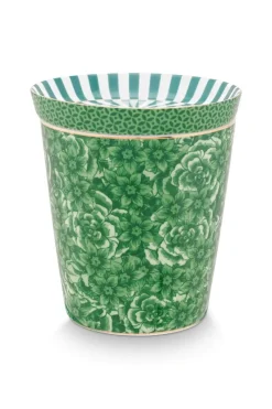Pip Studio Porzellan Sets|Teetassen|Royal Stripes Tasse Blumen & Teebeutelablage Grün