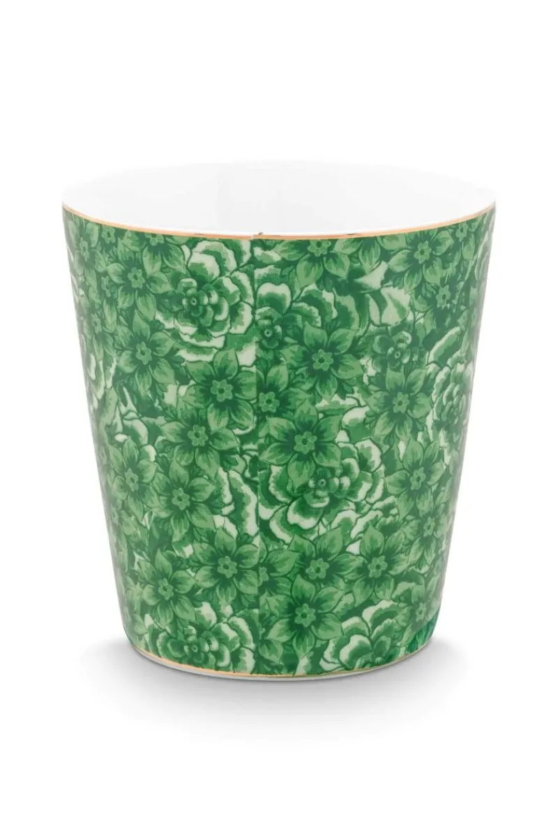 Pip Studio Porzellan Sets|Teetassen|Royal Stripes Tasse Blumen & Teebeutelablage Grün