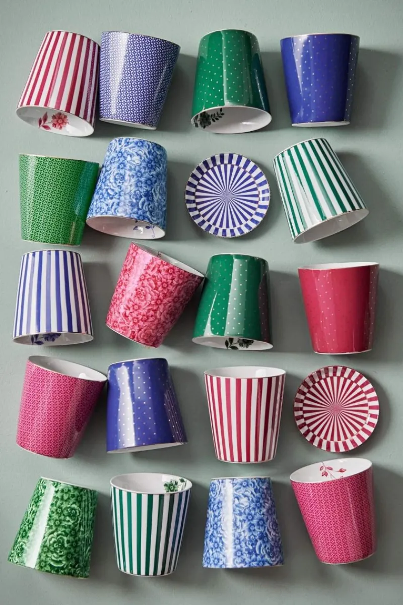 Pip Studio Porzellan Sets|Teetassen|Royal Stripes Tasse Blumen & Teebeutelablage Blau