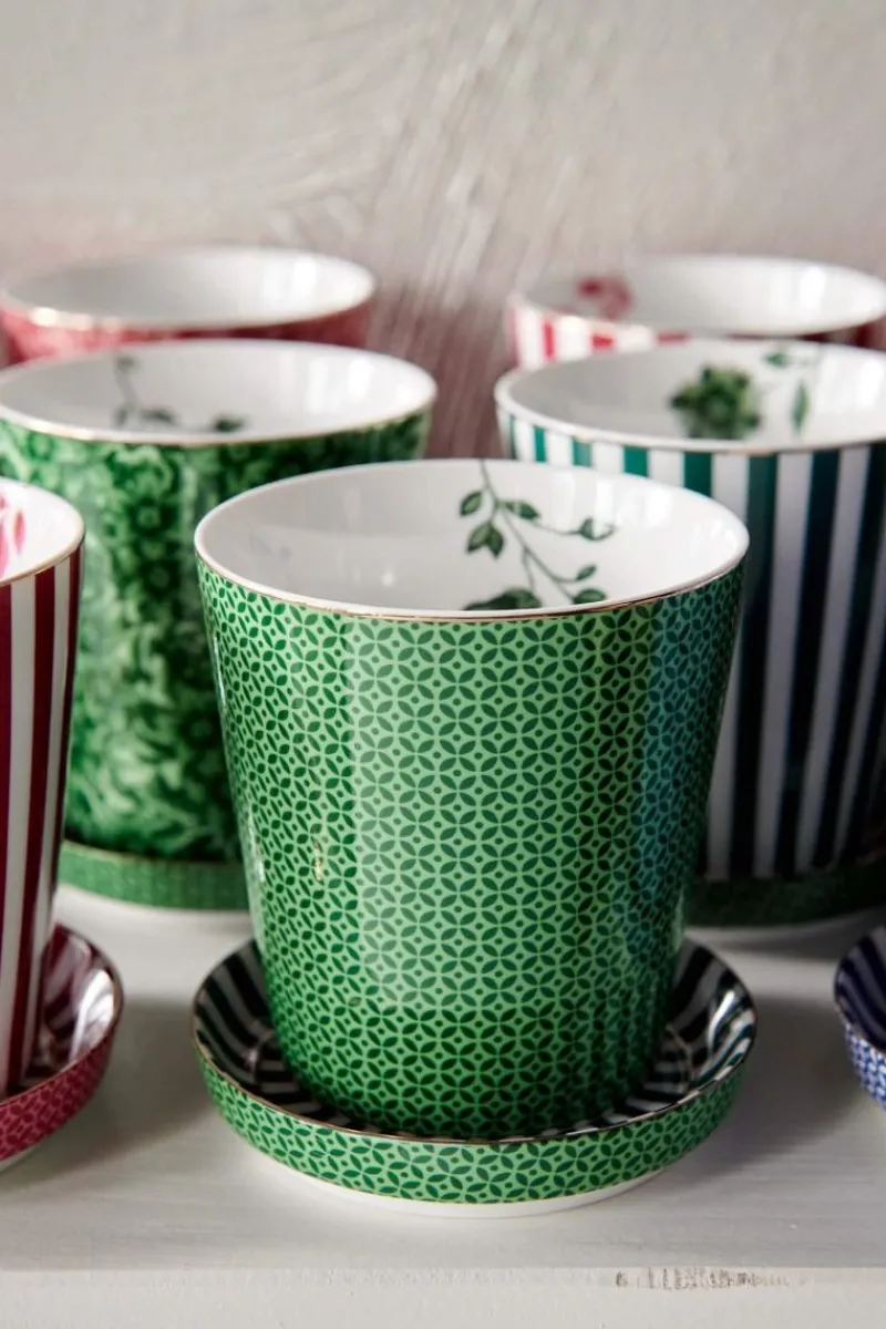 Pip Studio Porzellan Sets|Teetassen|Royal Stripes Tasse Fliesen & Teebeutelablage Grün