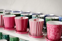 Pip Studio Porzellan Sets|Teetassen|Royal Stripes Tasse Punkte & Teebeutelablage Dunkel Rosa