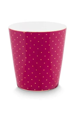 Pip Studio Porzellan Sets|Teetassen|Royal Stripes Tasse Punkte & Teebeutelablage Dunkel Rosa