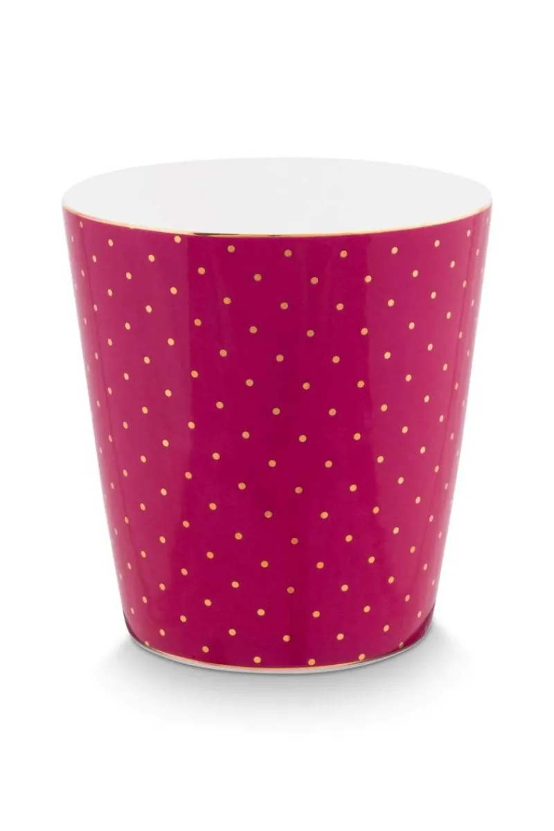 Pip Studio Porzellan Sets|Teetassen|Royal Stripes Tasse Punkte & Teebeutelablage Dunkel Rosa