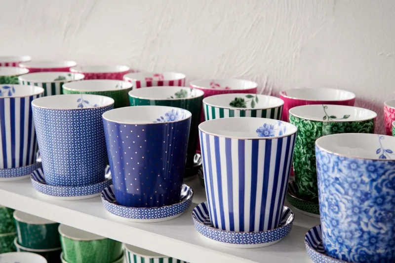 Pip Studio Porzellan Sets|Teetassen|Royal Stripes Tasse Punkte & Teebeutelablage Blau