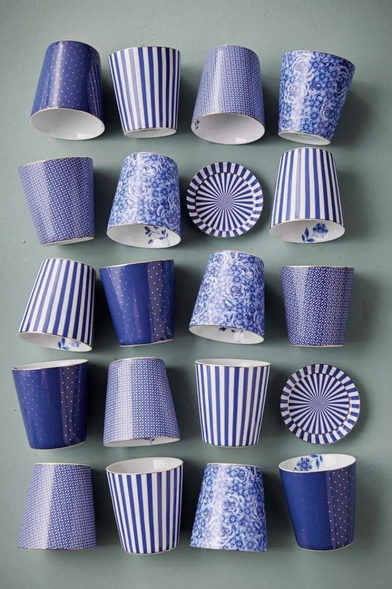 Pip Studio Porzellan Sets|Teetassen|Royal Stripes Tasse Punkte & Teebeutelablage Blau