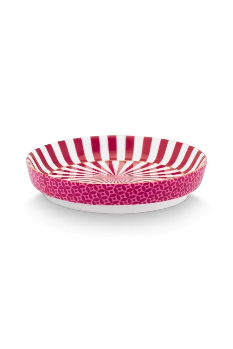 Pip Studio Porzellan Sets|Teetassen|Royal Stripes Tasse & Teebeutelablage Dunkel Rosa