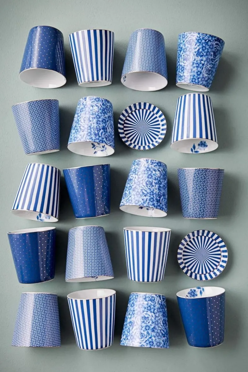Pip Studio Porzellan Sets|Teetassen|Royal Stripes Tasse & Teebeutelablage Blau