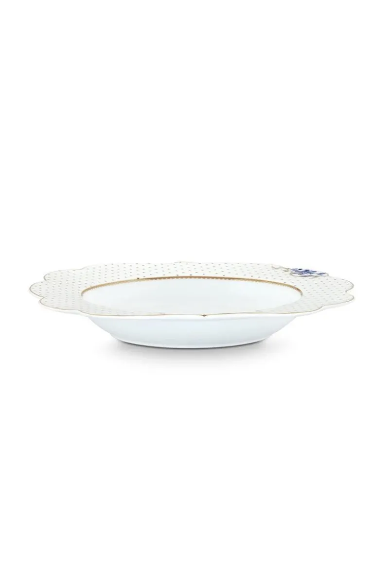 Pip Studio Tiefe Teller|Royal White Suppenteller Golden Dots 23,5 cm