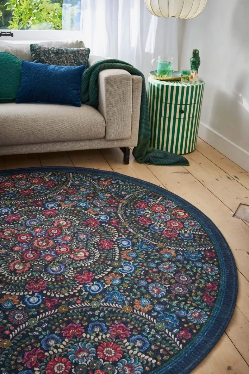 Pip Studio Runde Teppiche|Runde Teppich Il Ricamo by Pip Dunkel Blau