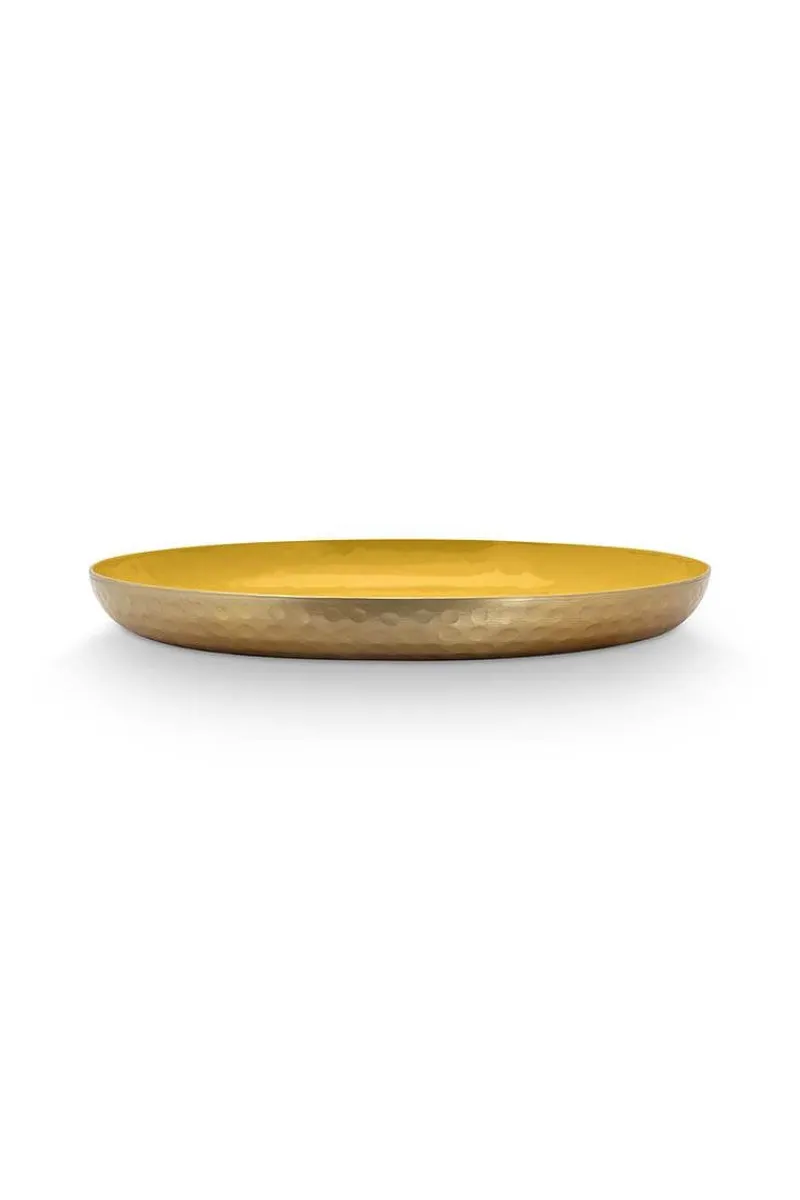 Pip Studio Schalen Und Tabletts|Obstschalen|Schale Emailliert Ocker 40cm Gelb