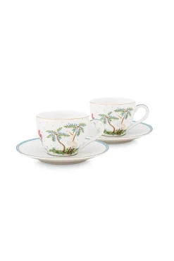 Pip Studio Porzellan Sets|Espresso Tasse|Set/2 Espresso Tassen & Untertassen Jolie Punkte Gold Blau
