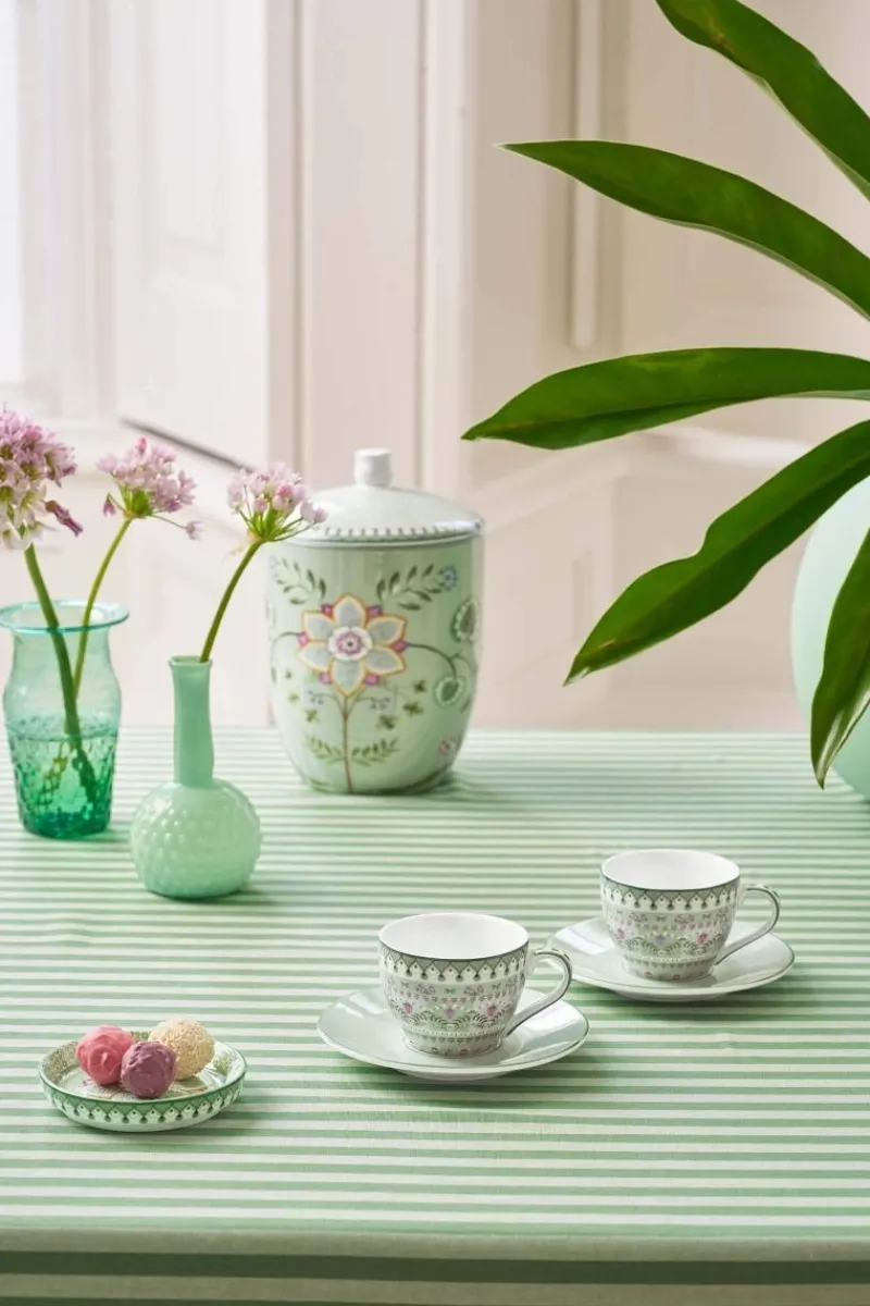 Pip Studio Porzellan Sets|Kaffeetassen|Set/2 Espresso Tassen & Untertassen Lily&Lotus Hell Grün
