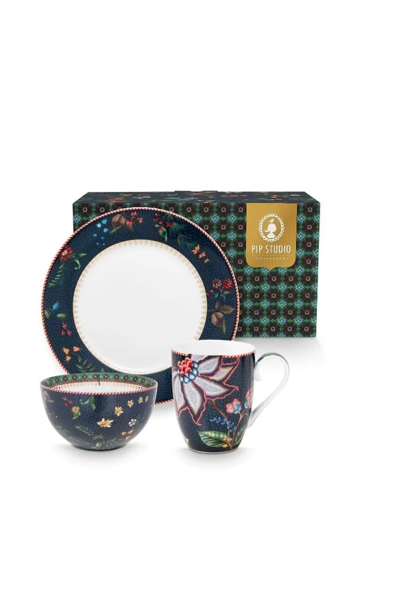 Pip Studio Porzellan Sets|Set/3 Frühstück Set Berry Blues