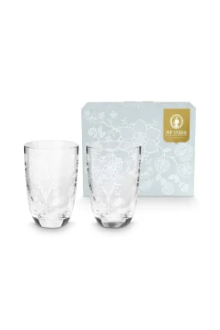 Pip Studio Longdrinkgläser|Set/2 Longdrinkgläser Blume Weiss