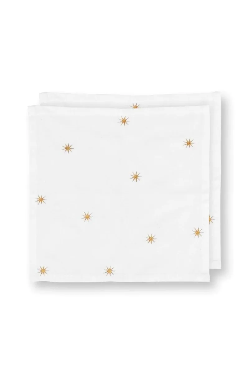 Pip Studio Weihnachten|Servietten|Set/2 Servietten Bestickung Sterne Gold