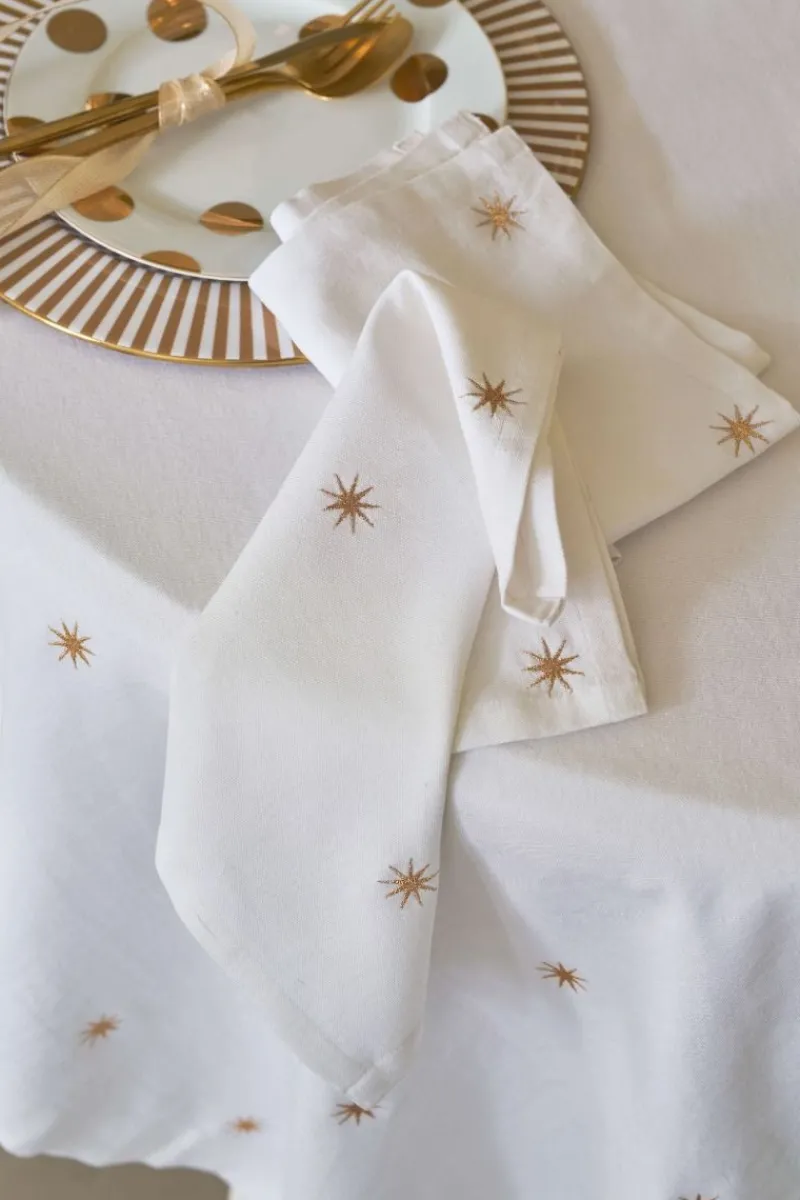 Pip Studio Weihnachten|Servietten|Set/2 Servietten Bestickung Sterne Gold