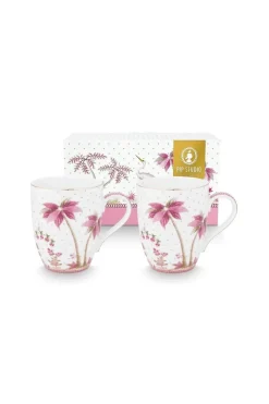 Pip Studio Porzellan Sets|Teetassen|Set/2 Tassen Gross Jolie Punkte Gold Rosa