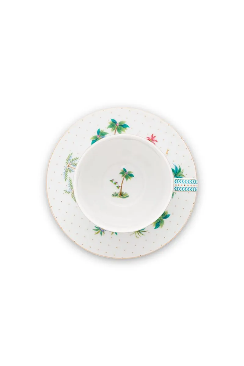 Pip Studio Porzellan Sets|Cappuccino Tasse|Set/2 Tassen & Untertassen Jolie Punkte Gold Blau