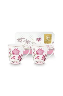 Pip Studio Teetassen|Porzellan Sets|Set/2 Tassen XL Jolie Tulpe Rosa