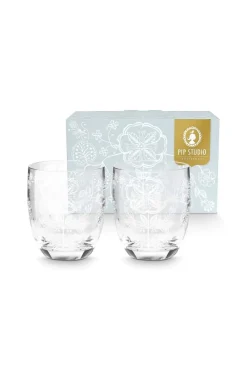 Pip Studio Wasserglas|Set/2 Wassergläser Blume Weiss