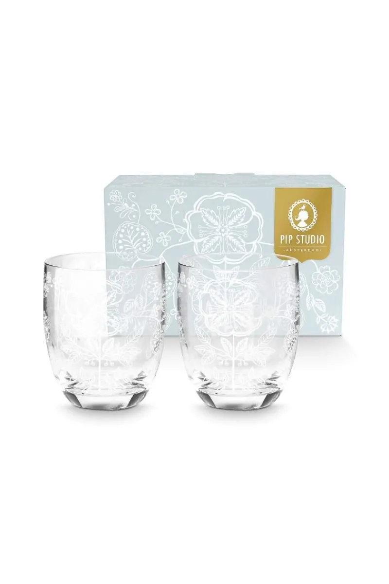 Pip Studio Wasserglas|Set/2 Wassergläser Blume Weiss
