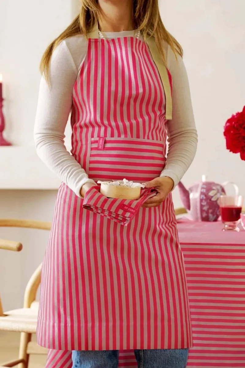 Pip Studio Kuchenschurzen|Stripes Schürze Rosa