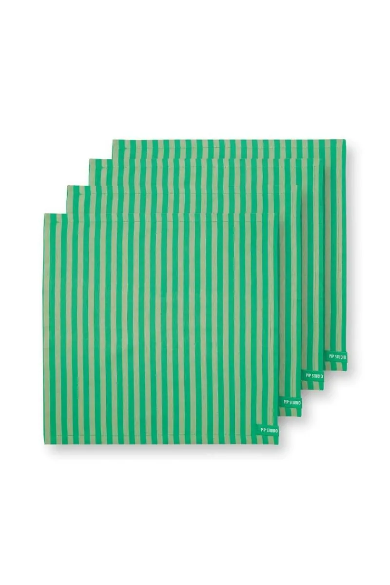 Pip Studio Servietten|Stripes Set/4 Servietten Grün
