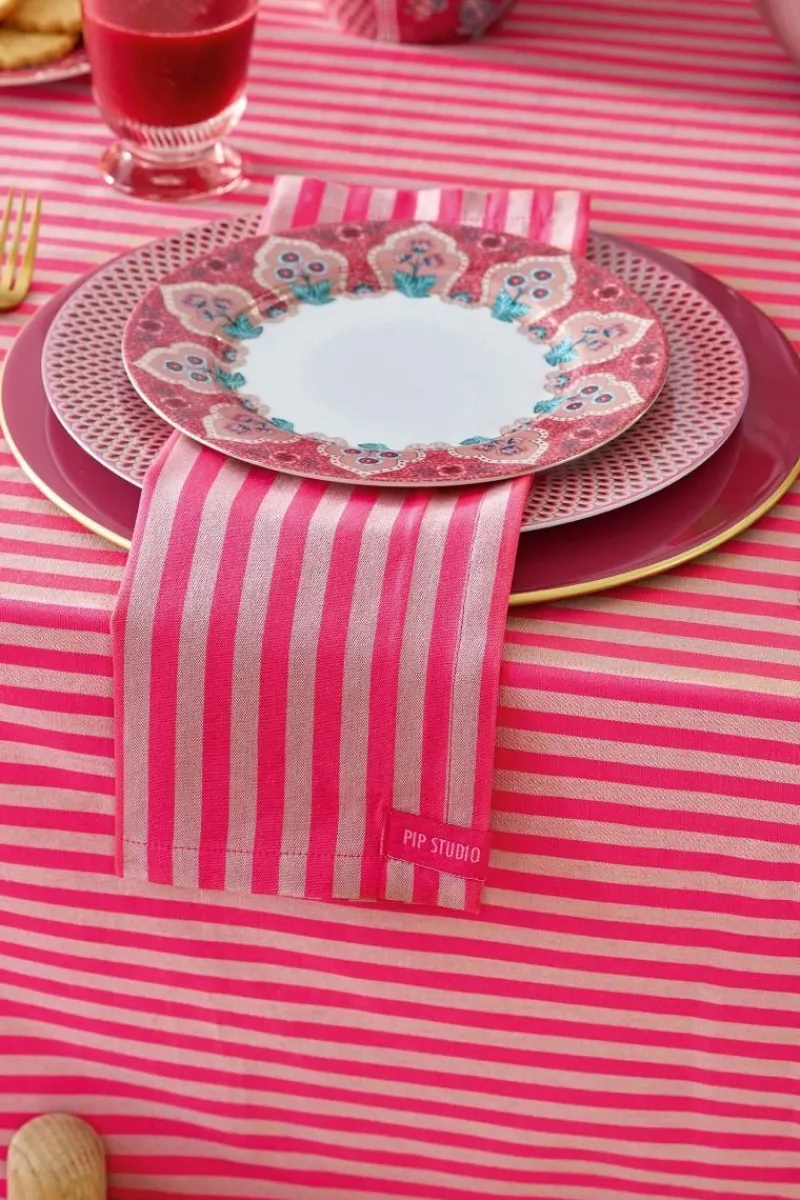 Pip Studio Servietten|Stripes Set/4 Servietten Rosa