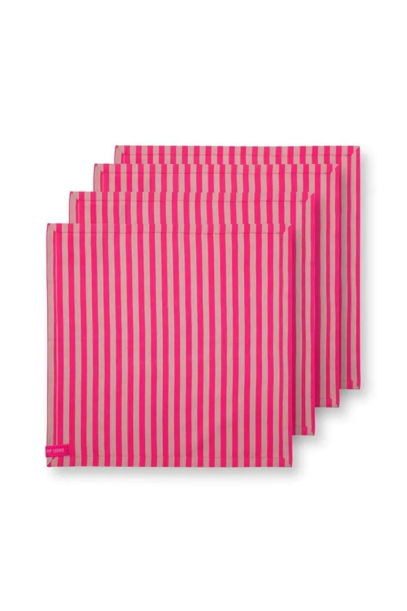 Pip Studio Servietten|Stripes Set/4 Servietten Rosa