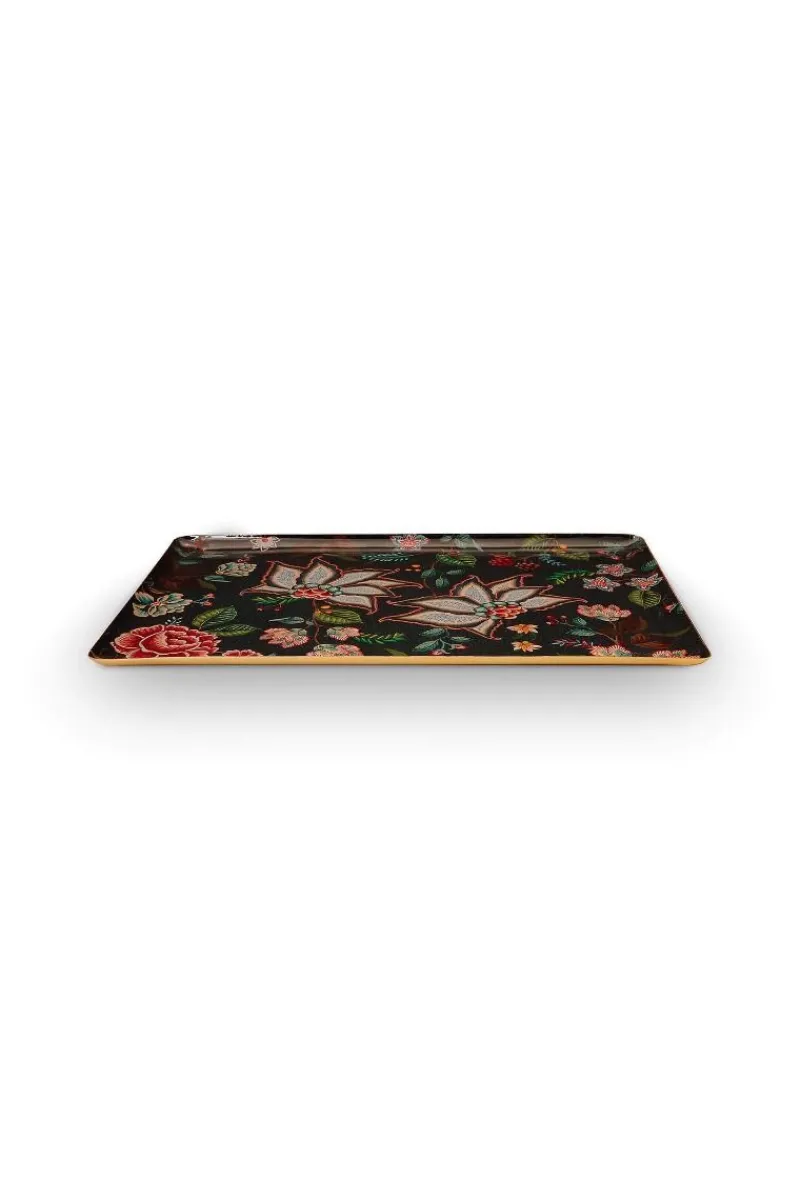 Pip Studio Schalen Und Tabletts|Tablett Metall Gross Berry Blues Dunkel Blau