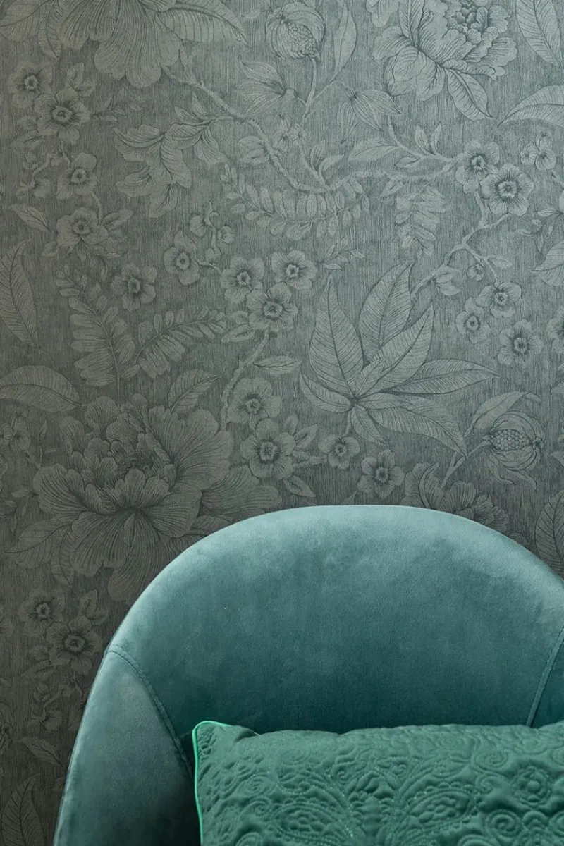 Pip Studio Tapetenmuster|Tapetenmuster Casa dei Fiori Dunkelgrün