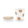 Pip Studio Weihnachten|Porzellan Sets|Tasse Klein Dot Delight & Teebeutelablage Weiss-Gold