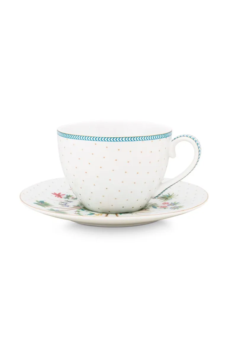 Pip Studio Cappuccino Tasse|Tasse & Untertasse|Tasse & Untertasse Jolie Punkte Gold Blau