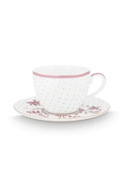 Pip Studio Cappuccino Tasse|Tasse & Untertasse|Tasse & Untertasse Jolie Punkte Gold Rosa