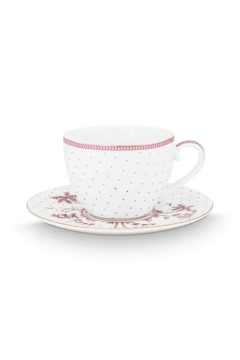 Pip Studio Cappuccino Tasse|Tasse & Untertasse|Tasse & Untertasse Jolie Punkte Gold Rosa