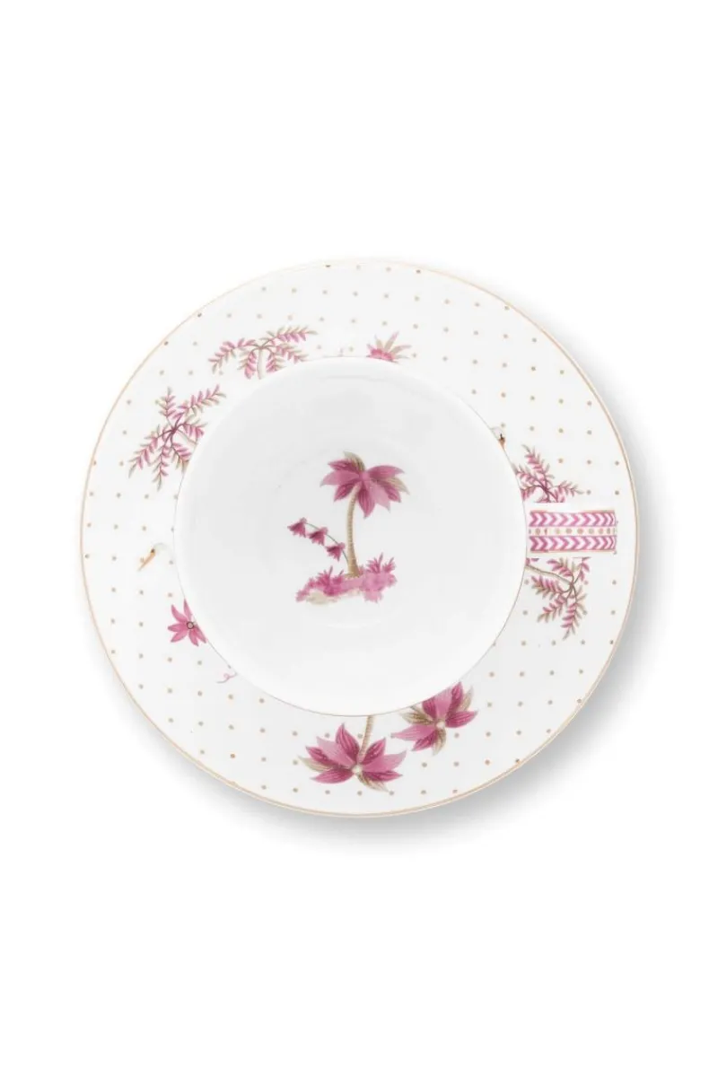 Pip Studio Cappuccino Tasse|Tasse & Untertasse|Tasse & Untertasse Jolie Punkte Gold Rosa