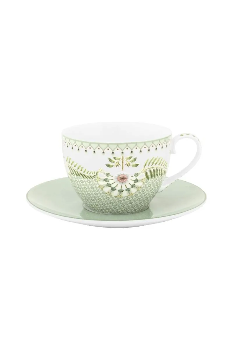 Pip Studio Cappuccino Tasse|Tasse & Untertasse|Tasse & Untertasse Lily&Lotus Fliesen Hell Grün