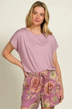 Pip Studio Tops|Shirts Mit Kurzen Ärmeln|Tatum Top Kurze Ärmeln Little Sumo Stripe Lila Violett