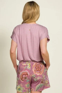Pip Studio Tops|Shirts Mit Kurzen Ärmeln|Tatum Top Kurze Ärmeln Little Sumo Stripe Lila Violett