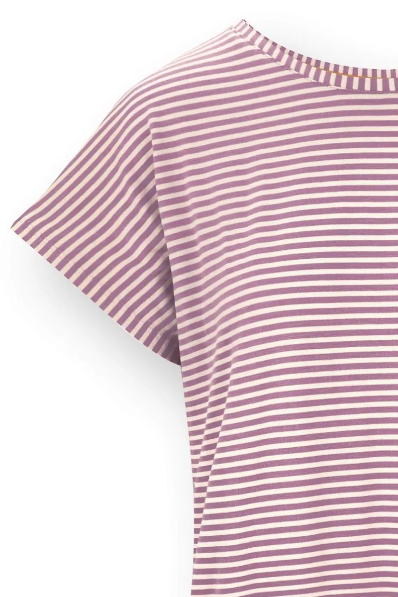 Pip Studio Tops|Shirts Mit Kurzen Ärmeln|Tatum Top Kurze Ärmeln Little Sumo Stripe Lila Violett