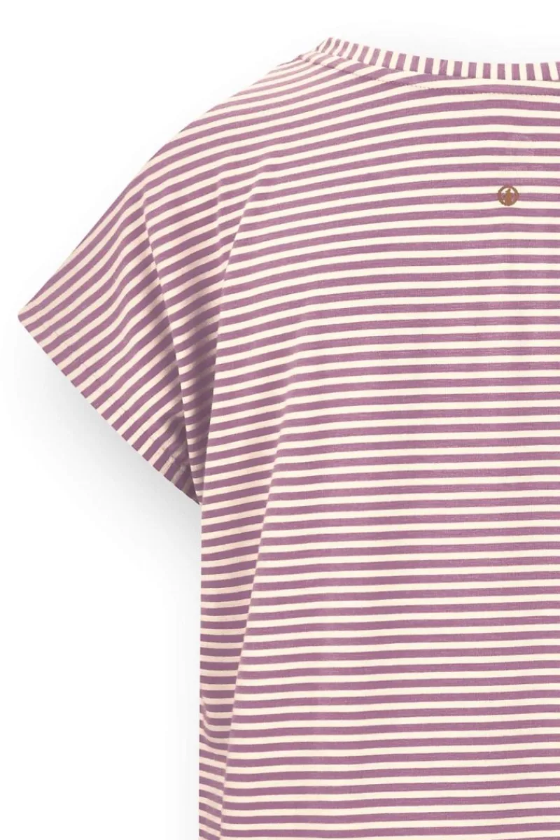 Pip Studio Tops|Shirts Mit Kurzen Ärmeln|Tatum Top Kurze Ärmeln Little Sumo Stripe Lila Violett