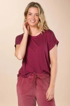 Pip Studio Tops|Tops Mit Langen Ärmeln|Tatum Top Kurze Ärmeln Little Sumo Stripe Rot Rosa