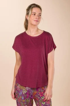 Pip Studio Tops|Tops Mit Langen Ärmeln|Tatum Top Kurze Ärmeln Little Sumo Stripe Rot Rosa