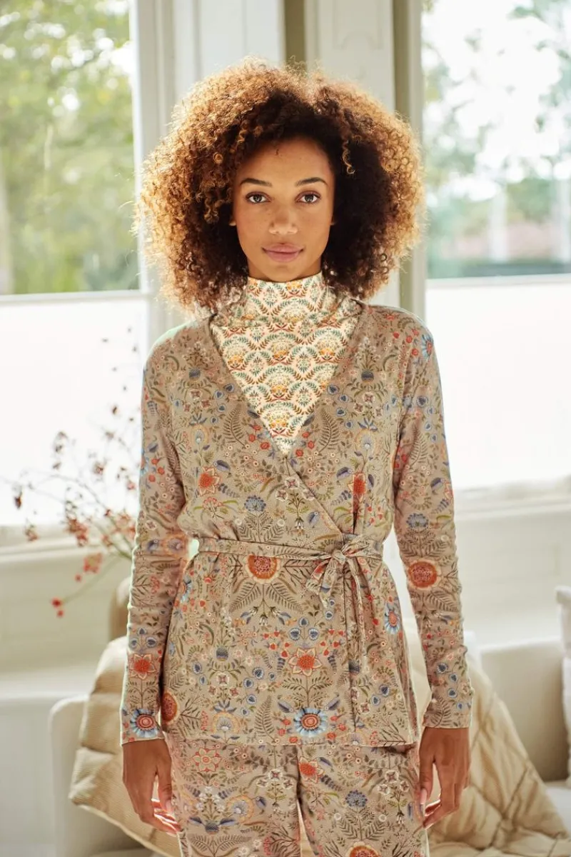Pip Studio Pullover & Strickjacken|Pullover Und Strickjacken|Teagan Jacke Lange Ärmeln Flore Pequeña Sand