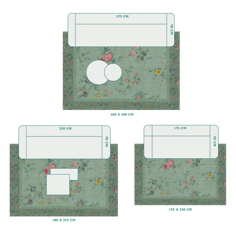 Pip Studio Rechteckige Teppiche|Teppich Fleur Grandeur by Pip Grün