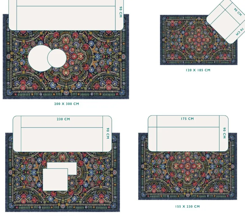Pip Studio Rechteckige Teppiche|Teppich Il Ricamo by Pip Dunkel Blau