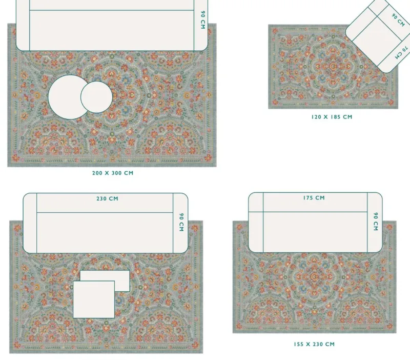 Pip Studio Rechteckige Teppiche|Teppich Il Ricamo by Pip Hellblau