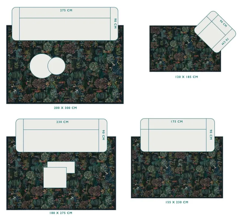 Pip Studio Rechteckige Teppiche|Teppich Pip Garden Dunkelblau